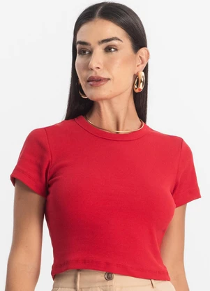Rovitex - Blusa Cropped Ribana Básica Vermelho - ROVITEX