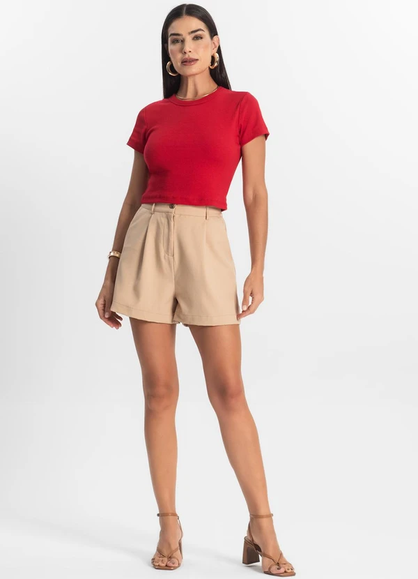 Rovitex - Blusa Cropped Ribana Básica Vermelho 3