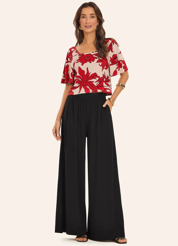 Rovitex - Blusa Cropped Visco Maquinetada Vermelho 2