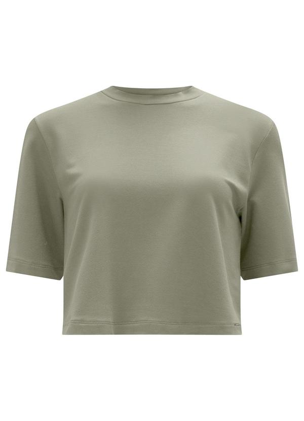 Lunender - Blusa Curta Básica Mangas Curtas em Malha Verde