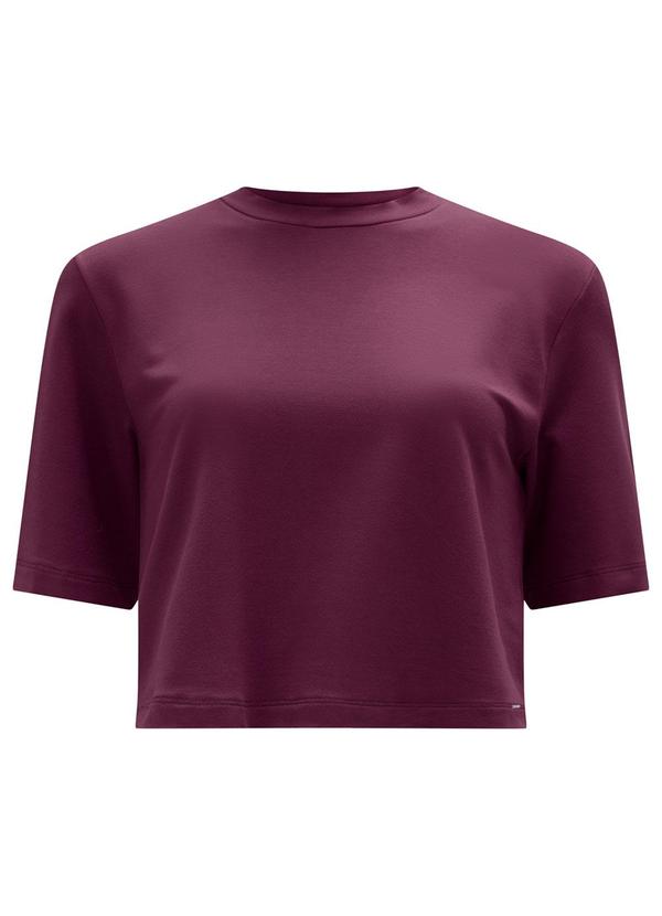 Lunender - Blusa Curta Básica Mangas Curtas Malha Vermelho