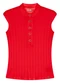 Marialícia - Blusa Curta Feminina Canelada Botões Marrom - variação: Vermelho