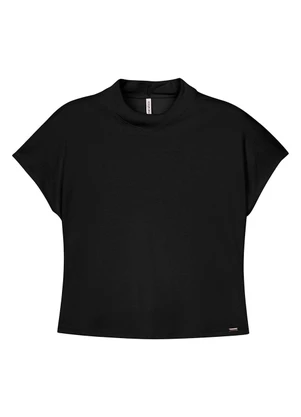 Marialícia - Blusa Curta Feminina Esmera Suedine Preto - MARIALÍCIA