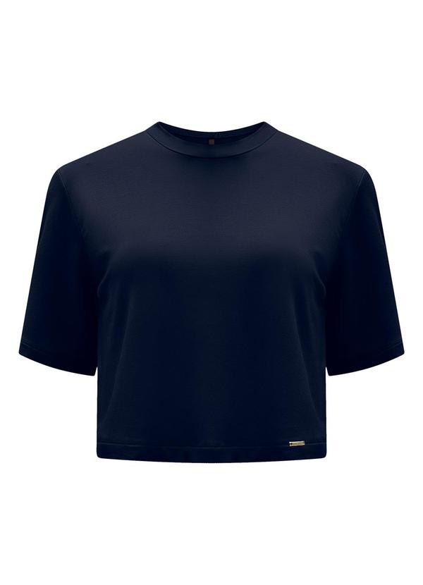 Lunender - Blusa Curta Lisa Malha Viscose Elastano Azul