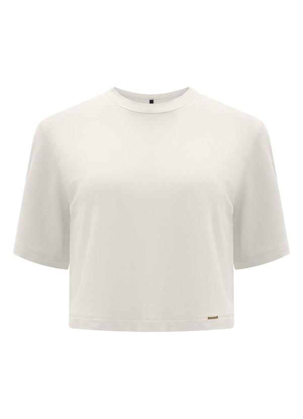 Lunender - Blusa Curta Lisa Malha Viscose Elastano Off White