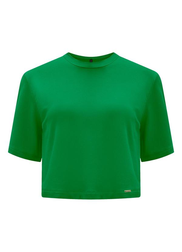 Lunender - Blusa Curta Lisa Malha Viscose Elastano Verde