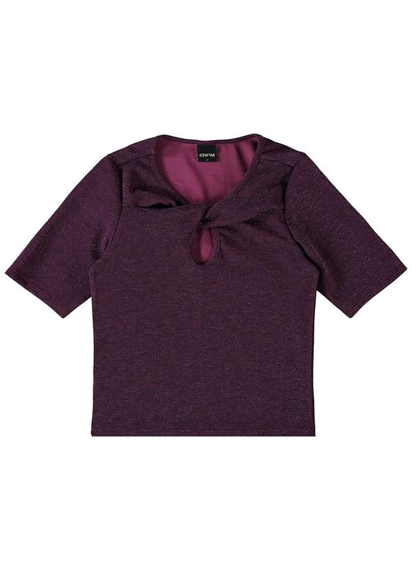 Enfim - Blusa Cut Out em Lurex Roxo