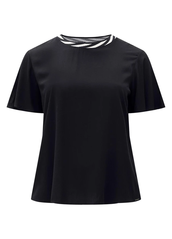 Lunender Mais Mulher - Blusa D Plus Size com Gola em Retilínea Preto 6