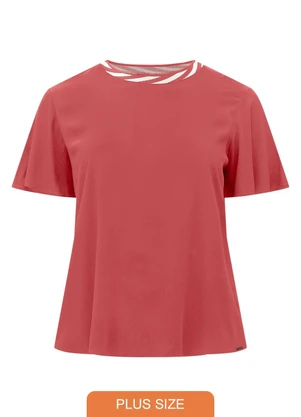 Lunender Mais Mulher - Blusa D Plus Size com Gola em Retilínea Rosa - LUNENDER MAIS MULHER