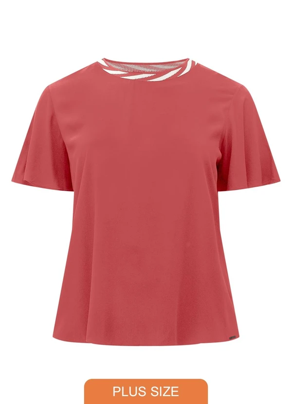 Lunender Mais Mulher - Blusa D Plus Size com Gola em Retilínea Rosa