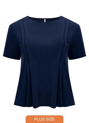 Lunender Mais Mulher - Blusa D Plus Size com Pregas Laterais Azul - LUNENDER MAIS MULHER
