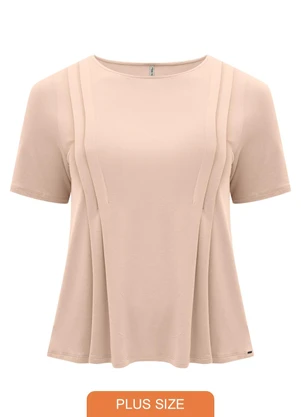 Lunender Mais Mulher - Blusa D Plus Size com Pregas Laterais Bege - LUNENDER MAIS MULHER