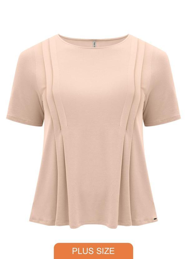 Lunender Mais Mulher - Blusa D Plus Size com Pregas Laterais Bege