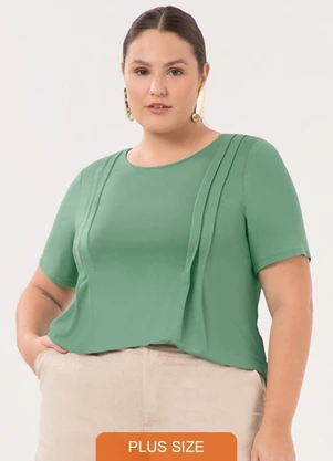 Lunender Mais Mulher - Blusa D Plus Size com Pregas Laterais Verde - LUNENDER MAIS MULHER