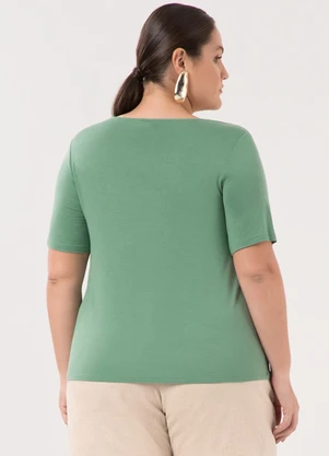 Lunender Mais Mulher - Blusa D Plus Size com Pregas Laterais Verde - LUNENDER MAIS MULHER