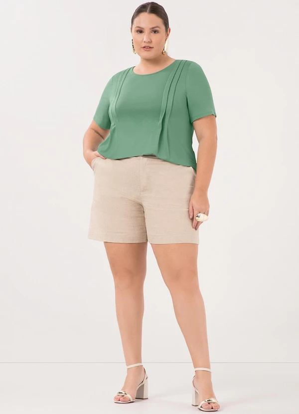 Lunender Mais Mulher - Blusa D Plus Size com Pregas Laterais Verde 3
