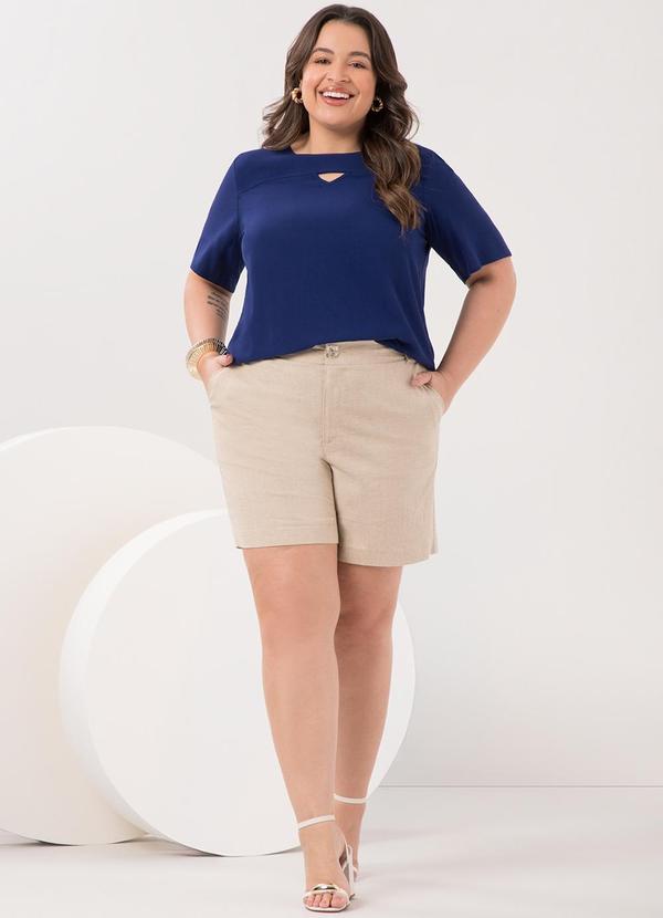 Lunender Mais Mulher - Blusa D Plus Size com Recorte no Decote Azul 3