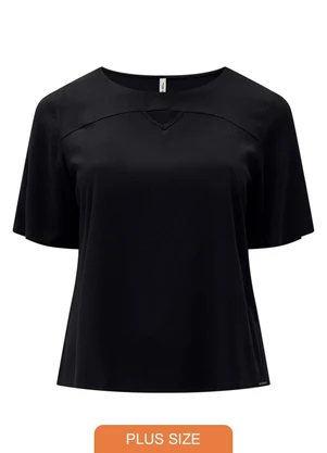 Lunender Mais Mulher - Blusa D Plus Size com Recorte no Decote Preto - LUNENDER MAIS MULHER