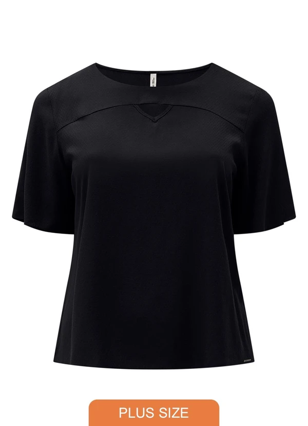 Lunender Mais Mulher - Blusa D Plus Size com Recorte no Decote Preto 1
