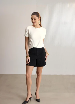 Lunender - Blusa Dcom Detalhes em Renda Branco - LUNENDER