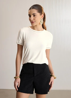 Lunender - Blusa Dcom Detalhes em Renda Branco - LUNENDER