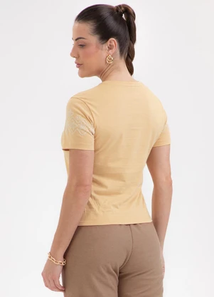 Habana - Blusa de Algodão com Estampa nas Mangas Bege - HABANA