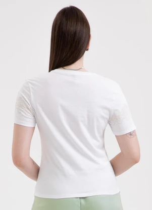 Habana - Blusa de Algodão com Estampa nas Mangas Branco - HABANA