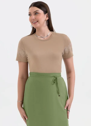 Habana - Blusa de Algodão com Estampa nas Mangas Marrom - HABANA