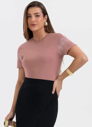 Habana - Blusa de Algodão com Estampa nas Mangas Rosa - HABANA