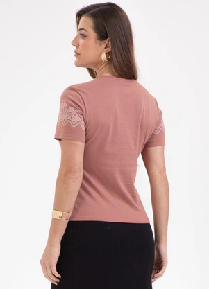 Habana - Blusa de Algodão com Estampa nas Mangas Rosa - HABANA