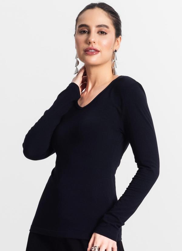 Rovitex - Blusa de Cotton Básica Feminina Kohmar Preto