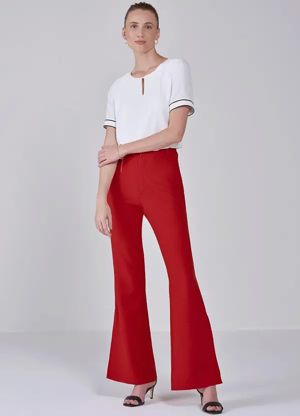 Principessa - Blusa de Crepe Off White com Filete Preto Nagila 5