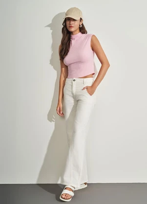 Sofie - Blusa de Gola Alta em Ribana Rosa - SOFIE