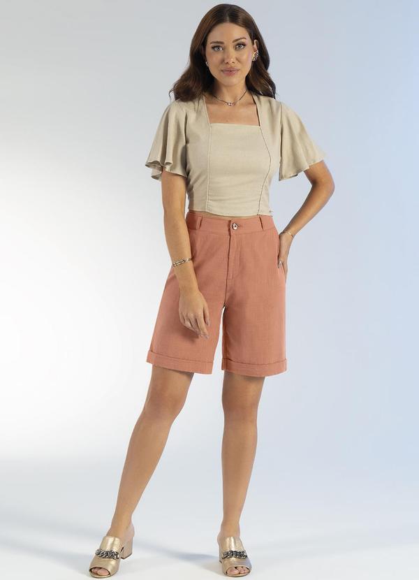 Gris - Blusa de Linho com Manga Solta Bege 2