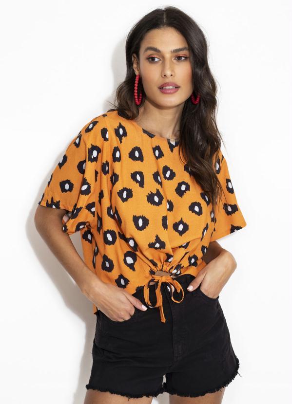 Forum - Blusa de Linho Estampada Laranja
