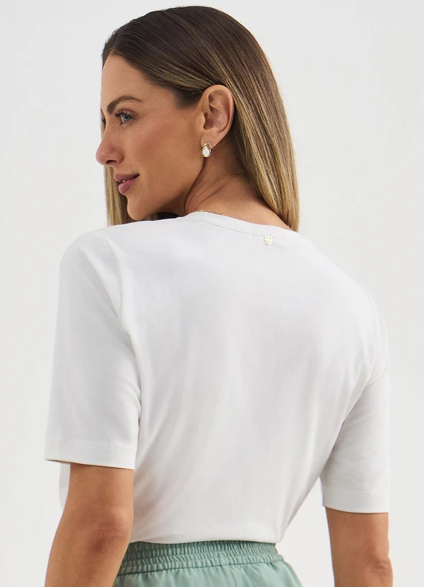 Principessa - Blusa de Malha Algodão com Elastano Off White Daiela 2