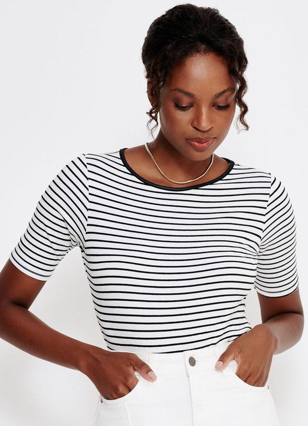 Principessa - Blusa de Malha Canelada Belanie Off White