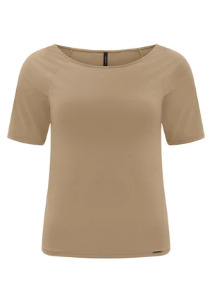 Lunender - Blusa de Malha com Mangas Curtas Bege - LUNENDER