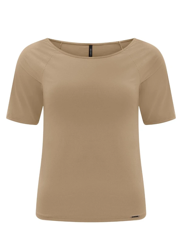 Lunender - Blusa de Malha com Mangas Curtas Bege
