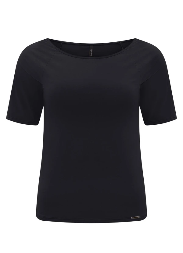 Lunender - Blusa de Malha com Mangas Curtas Preto