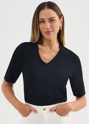 Principessa - Blusa de Malha em Algodão com Elastano Preto Diandra - PRINCIPESSA