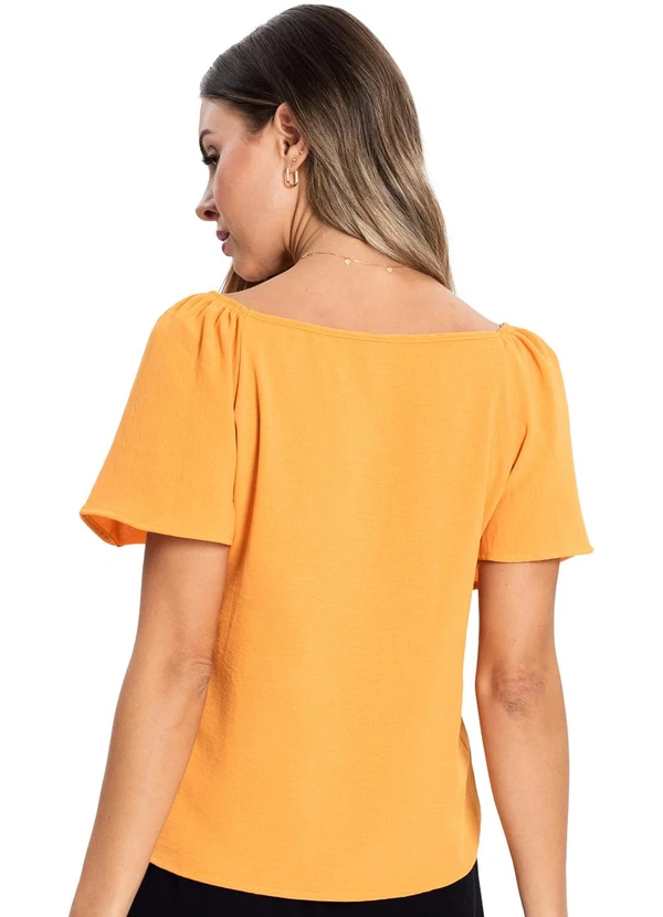 Rovitex - Blusa de Manga Ampla com Elástico Laranja 2