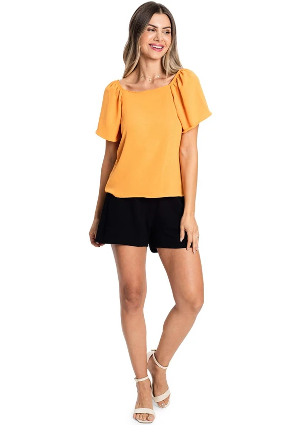 Rovitex - Blusa de Manga Ampla com Elástico Laranja 3