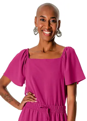 Rovitex - Blusa de Manga Ampla com Elástico Rosa - ROVITEX