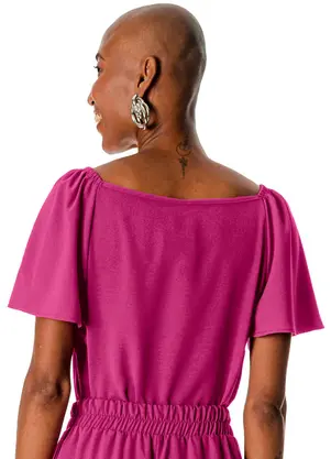 Rovitex - Blusa de Manga Ampla com Elástico Rosa - ROVITEX