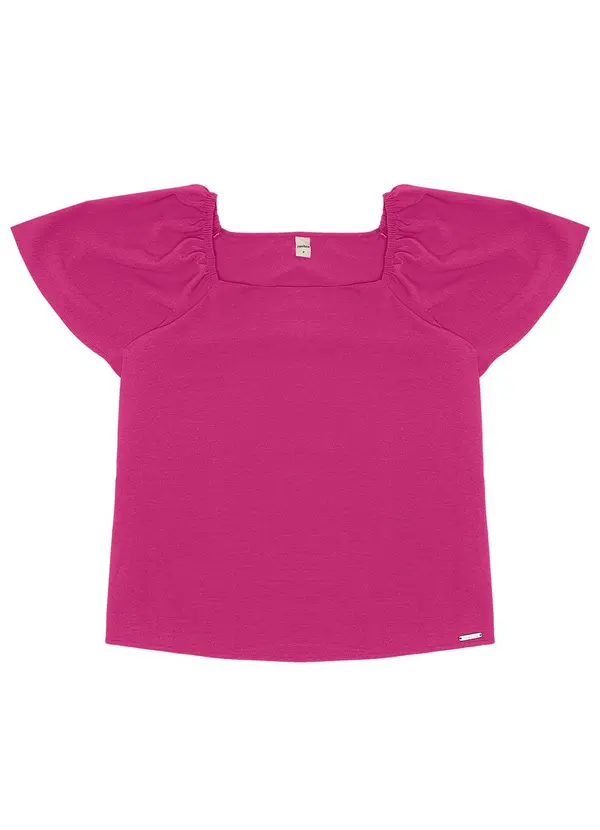 Rovitex - Blusa de Manga Ampla com Elástico Rosa 4