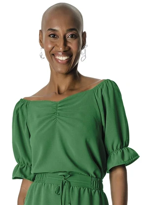 Rovitex - Blusa de Manga Bufante Feminina Verde - ROVITEX
