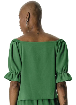 Rovitex - Blusa de Manga Bufante Feminina Verde - ROVITEX