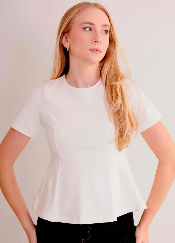 Sofie - Blusa de Manga Curta Allure em Malha Bodycon Bran
