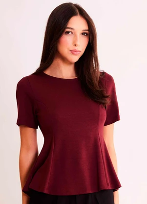 Sofie - Blusa de Manga Curta Allure em Bodycon Bordô - SOFIE